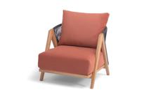 Кресло 4SIS "Гарда" кресло плетеное из роупа, основание дуб, роуп темно-серый круглый, ткань терракотовая арт. GAR-A-T002 D-grey(cloth)