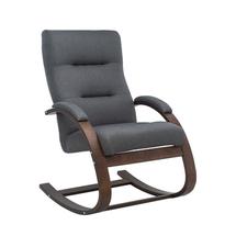 Кресло AksHome Кресло-качалка Leset Милано, серый, ткань, цвет каркаса орех арт. ZN-125828