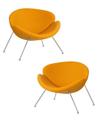 Кресло DOBRIN Набор 2 шт Кресло дизайнерское DOBRIN EMILY, желтая ткань AF13, хромированная сталь арт. LMO-72-N_CH-M_C-AF13
