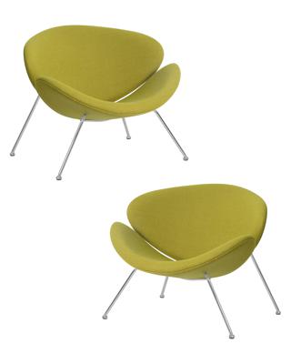 Кресло DOBRIN Набор 2 шт Кресло дизайнерское DOBRIN EMILY, светло-зеленая ткань AF3, хромированная сталь арт. LMO-72-N_CH-M_C-AF3