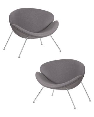 Кресло DOBRIN Набор 2 шт Кресло дизайнерское DOBRIN EMILY, серая ткань AF7, хромированная сталь арт. LMO-72-N_CH-M_C-AF7