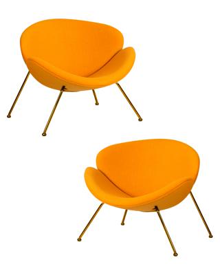 Кресло DOBRIN Набор 2 шт Кресло дизайнерское DOBRIN EMILY, желтая ткань AF13, золотое основание арт. LMO-72-N_G-M_C-AF13