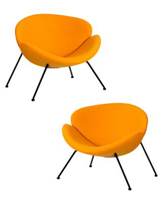 Кресло DOBRIN Набор 2 шт Кресло дизайнерское DOBRIN EMILY, желтая ткань AF13, черное основание арт. LMO-72-N_B-M_C-AF13