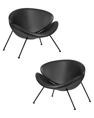 Кресло DOBRIN Набор 2 шт Кресло дизайнерское DOBRIN EMILY, черный винил YP16, черное основания арт. LMO-72-N_B-M_VS-YP16