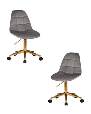 Кресло DOBRIN Набор 2 шт Офисное кресло для персонала DOBRIN MONTY GOLD, серый велюр (MJ9-75) арт. LM-9800-N_G-M_V-MJ9-75