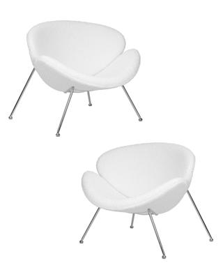 Кресло DOBRIN Набор 2 шт Кресло дизайнерское DOBRIN EMILY, белый (букле) ткань , хромированная сталь арт. LMO-72-N_CH-M_C-white