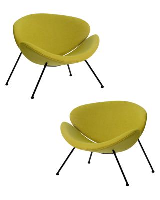 Кресло DOBRIN Набор 2 шт Кресло дизайнерское DOBRIN EMILY, светло-зеленая ткань AF3, черное основание арт. LMO-72-N_B-M_C-AF3