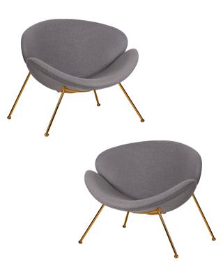 Кресло DOBRIN Набор 2 шт Кресло дизайнерское DOBRIN EMILY, серая ткань AF7, золотое основание арт. LMO-72-N_G-M_C-AF7