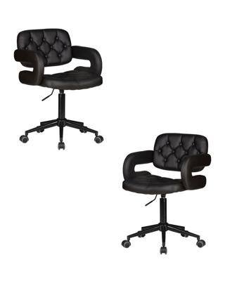 Кресло DOBRIN Набор 2 шт Офисное кресло для персонала DOBRIN LARRY BLACK, чёрный арт. LM-9460-N_B-M_EL-black