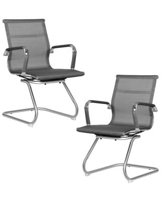 Кресло DOBRIN Набор 2 шт Офисное кресло для посетителей DOBRIN CODY MESH, серый арт. LMR-102N-N_CH-M_MSH-grey