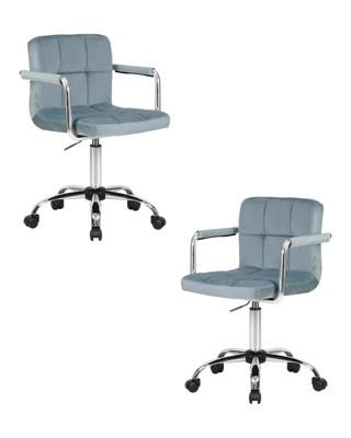 Кресло DOBRIN Набор 2 шт Офисное кресло для персонала DOBRIN TERRY, пудрово-голубой велюр (MJ9-74) арт. LM-9400-N_CH-M_V-MJ9-74