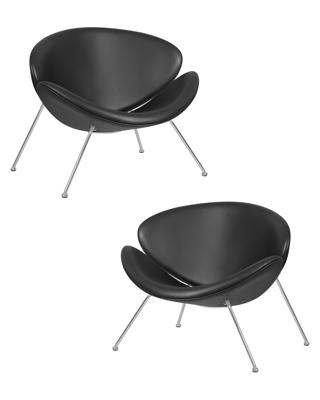 Кресло DOBRIN Набор 2 шт Кресло дизайнерское DOBRIN EMILY, черный винил YP16, хромированная сталь арт. LMO-72-N_CH-M_VS-YP16