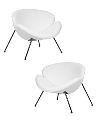 Кресло DOBRIN Набор 2 шт Кресло дизайнерское DOBRIN EMILY, белый (букле) ткань, черное основание арт. LMO-72-N_B-M_C-white