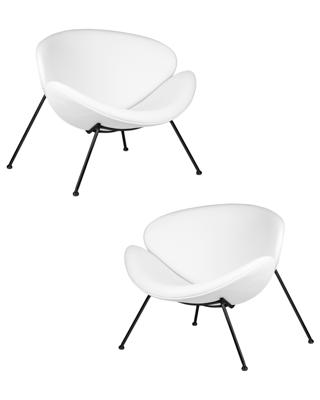 Кресло DOBRIN Набор 2 шт Кресло дизайнерское DOBRIN EMILY, белый винил YP17, черное основание арт. LMO-72-N_B-M_VS-YP17