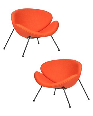 Кресло DOBRIN Набор 2 шт Кресло дизайнерское DOBRIN EMILY, оранжевая ткань AF, черное основания арт. LMO-72-N_B-M_C-AF