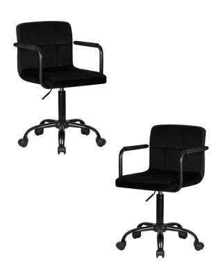 Кресло DOBRIN Набор 2 шт Офисное кресло для персонала DOBRIN TERRY BLACK, черный велюр (MJ9-101) арт. LM-9400-N_B-M_V-MJ9-101