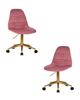 Кресло DOBRIN Набор 2 шт Офисное кресло для персонала DOBRIN MONTY GOLD, розовый велюр (MJ9-32) арт. LM-9800-N_G-M_V-MJ9-32