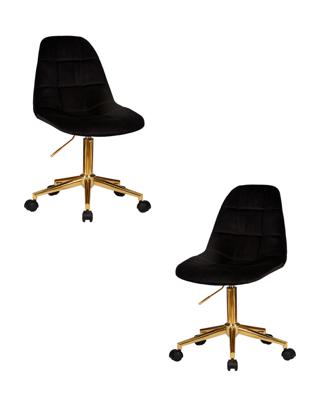 Кресло DOBRIN Набор 2 шт Офисное кресло для персонала DOBRIN MONTY GOLD, чёрный велюр (MJ9-101) арт. LM-9800-N_G-M_V-MJ9-101
