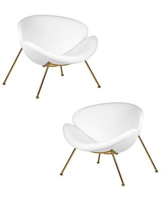 Кресло DOBRIN Набор 2 шт Кресло дизайнерское DOBRIN EMILY, белый винил YP17, золотое основание арт. LMO-72-N_G-M_VS-YP17