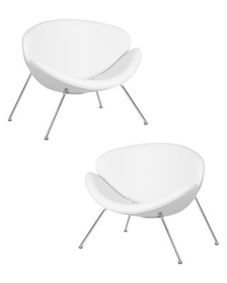 Кресло DOBRIN Набор 2 шт Кресло дизайнерское DOBRIN EMILY, белый винил YP17, хромированная сталь арт. LMO-72-N_CH-M_VS-YP17