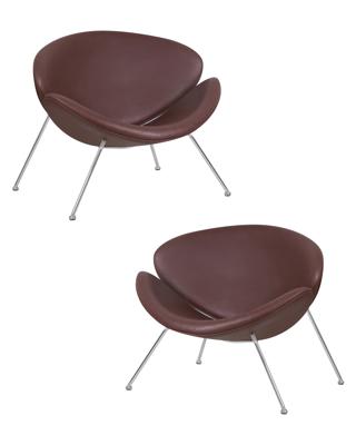 Кресло DOBRIN Набор 2 шт Кресло дизайнерское DOBRIN EMILY, коричневый винил YP5, хромированная сталь арт. LMO-72-N_CH-M_VS-YP5