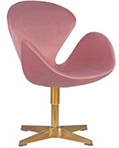 Кресло DOBRIN Кресло дизайнерское DOBRIN SWAN, розовый велюр BLUVEL52, золотое основание арт. LMO-69A