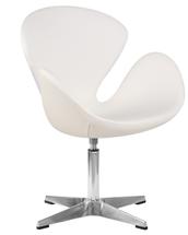 Кресло DOBRIN Кресло дизайнерское DOBRIN SWAN, белый кожзам P23, алюминиевое основание арт. LMO-69A