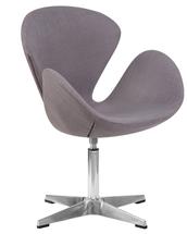 Кресло DOBRIN Кресло дизайнерское DOBRIN SWAN, серая ткань IF11, алюминиевое основание арт. LMO-69A