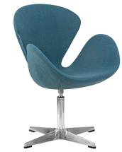 Кресло DOBRIN Кресло дизайнерское DOBRIN SWAN, синяя ткань IF6, алюминиевое основание арт. LMO-69A