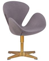 Кресло DOBRIN Кресло дизайнерское DOBRIN SWAN, серая ткань IF11, золотое основание арт. LMO-69A