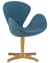 Кресло DOBRIN Кресло дизайнерское DOBRIN SWAN, синяя ткань IF6, золотое основание арт. LMO-69A