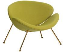 Кресло DOBRIN Кресло дизайнерское DOBRIN EMILY, светло-зеленая ткань AF3, золотое основание арт. LMO-72