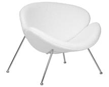 Кресло DOBRIN Кресло дизайнерское DOBRIN EMILY, белый (букле) ткань , хромированная сталь арт. LMO-72