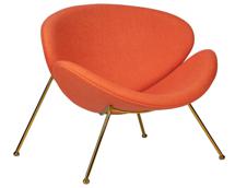 Кресло DOBRIN Кресло дизайнерское DOBRIN EMILY, оранжевая ткань AF, золотое основание арт. LMO-72