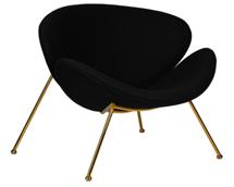 Кресло DOBRIN Кресло дизайнерское DOBRIN EMILY, черный ткань AF9, золотое основание арт. LMO-72