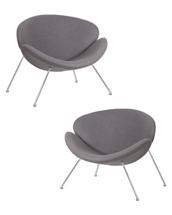 Кресло DOBRIN Набор 2 шт Кресло дизайнерское DOBRIN EMILY, серая ткань AF7, хромированная сталь арт. LMO-72-N_CH-M_C-AF7