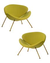 Кресло DOBRIN Набор 2 шт Кресло дизайнерское DOBRIN EMILY, светло-зеленая ткань AF3, золотое основание арт. LMO-72-N_G-M_C-AF3