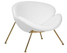 Кресло DOBRIN Кресло дизайнерское DOBRIN EMILY, белый (букле) ткань, золотое основание арт. LMO-72_G-M_C-white