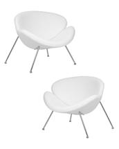 Кресло DOBRIN Набор 2 шт Кресло дизайнерское DOBRIN EMILY, белый (букле) ткань , хромированная сталь арт. LMO-72-N_CH-M_C-white