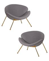 Кресло DOBRIN Набор 2 шт Кресло дизайнерское DOBRIN EMILY, серая ткань AF7, золотое основание арт. LMO-72-N_G-M_C-AF7