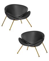 Кресло DOBRIN Набор 2 шт Кресло дизайнерское DOBRIN EMILY, черный винил YP16, золотое основания арт. LMO-72-N_G-M_VS-YP16