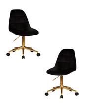 Кресло DOBRIN Набор 2 шт Офисное кресло для персонала DOBRIN MONTY GOLD, чёрный велюр (MJ9-101) арт. LM-9800-N_G-M_V-MJ9-101