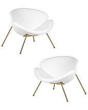 Кресло DOBRIN Набор 2 шт Кресло дизайнерское DOBRIN EMILY, белый винил YP17, золотое основание арт. LMO-72-N_G-M_VS-YP17