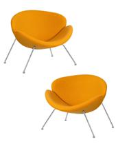 Кресло DOBRIN Набор 2 шт Кресло дизайнерское DOBRIN EMILY, желтая ткань AF13, хромированная сталь арт. LMO-72-N_CH-M_C-AF13