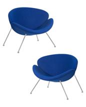 Кресло DOBRIN Набор 2 шт Кресло дизайнерское DOBRIN EMILY, синяя ткань AF6, хромированная сталь арт. LMO-72-N_CH-M_C-AF6