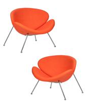 Кресло DOBRIN Набор 2 шт Кресло дизайнерское DOBRIN EMILY, оранжевая ткань AF, хромированная сталь арт. LMO-72-N_CH-M_C-AF