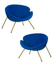 Кресло DOBRIN Набор 2 шт Кресло дизайнерское DOBRIN EMILY, синяя ткань AF6, золотое основание арт. LMO-72-N_G-M_C-AF6