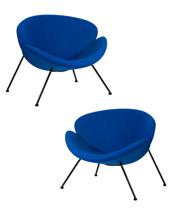 Кресло DOBRIN Набор 2 шт Кресло дизайнерское DOBRIN EMILY, синяя ткань AF6, черное основание арт. LMO-72-N_B-M_C-AF6