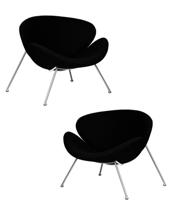 Кресло DOBRIN Набор 2 шт Кресло дизайнерское DOBRIN EMILY, черный ткань AF9, хромированная сталь арт. LMO-72-N_CH-M_C-AF9