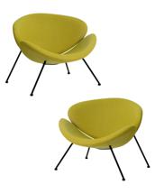 Кресло DOBRIN Набор 2 шт Кресло дизайнерское DOBRIN EMILY, светло-зеленая ткань AF3, черное основание арт. LMO-72-N_B-M_C-AF3